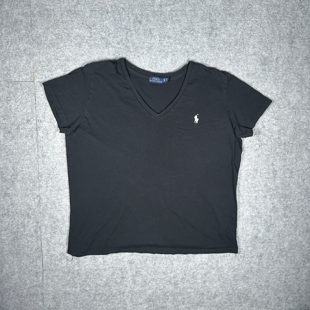 Polo Ralph Lauren T-Shirt Mens XL Black V-Neck Cotton Pony Logo Casual